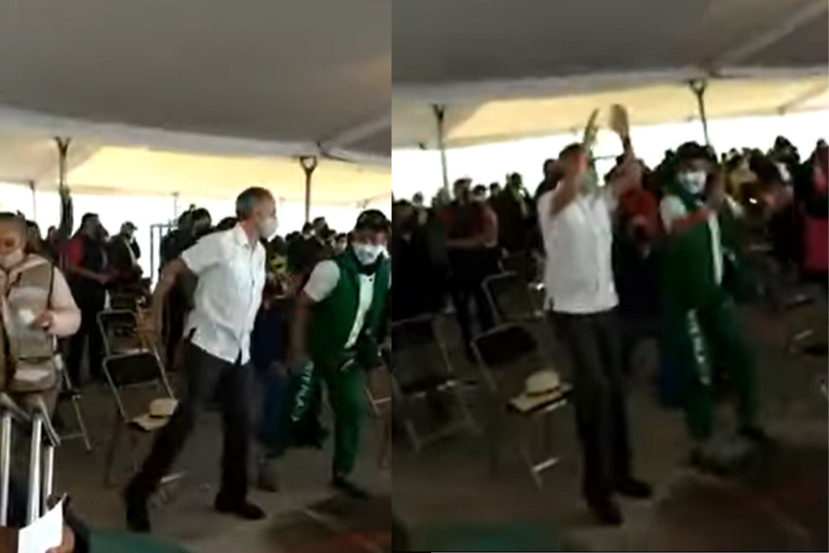 Captan a Hugo López Gatell bailando antes de recibir dosis contra Covid-19