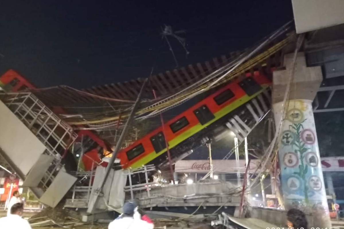 Captan momento exacto del derrumbe de la estación Olivos de la Línea 12 del Metro