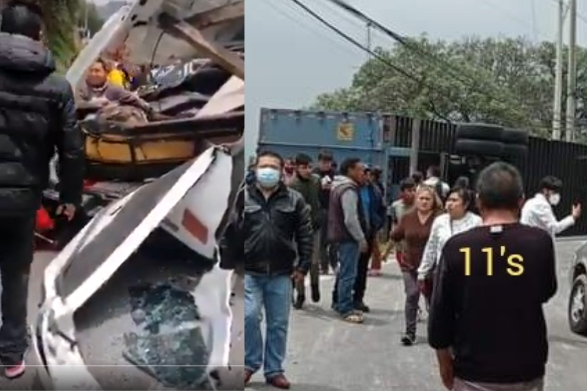 Tráiler aplasta a combi de pasajeros en autopista Naucalpan-Toluca; hay un fallecido