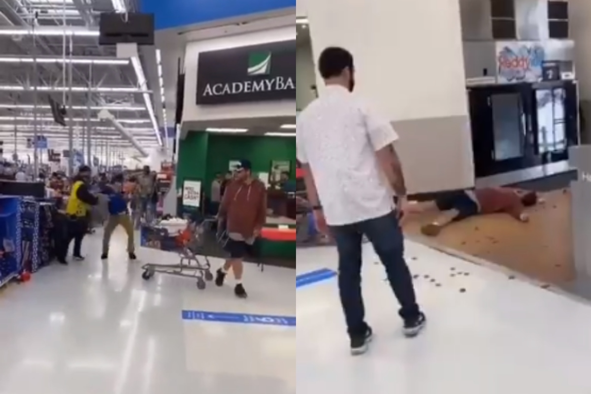 Hombre enfrenta a empleado de Walmart tras discusión y termina noqueado