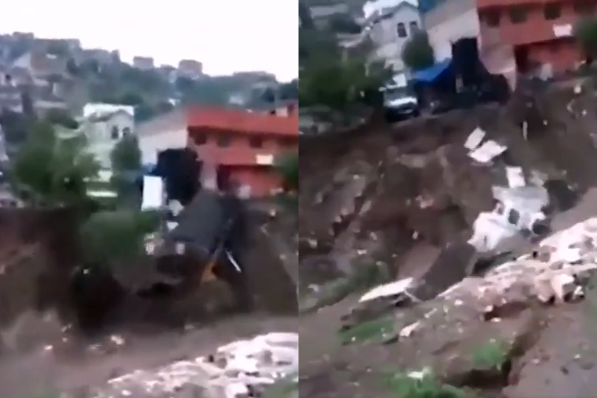 Así fue arrastrada una bodega por un río provocado por las fuertes lluvias en Naucalpan