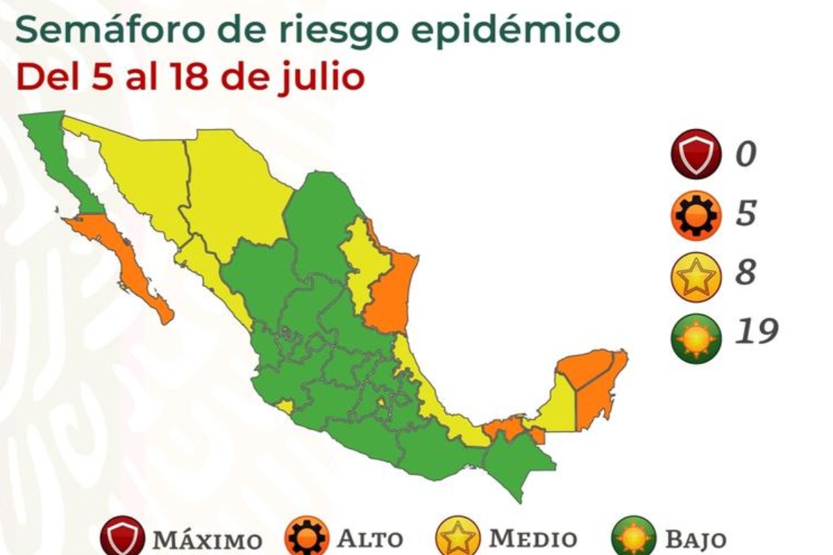 Al menos 19 estados en semáforo verde a partir del lunes