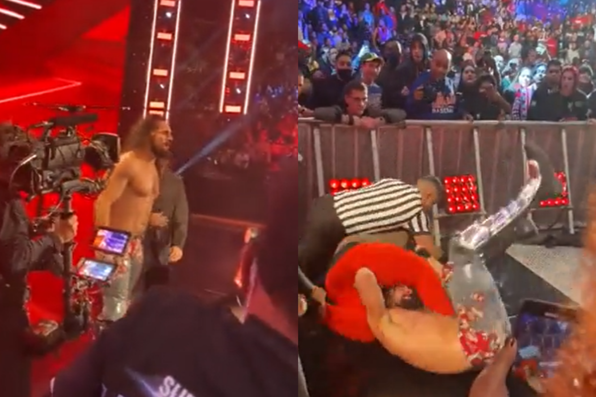 Fanático golpea a Seth Rollins durante pelea en RAW