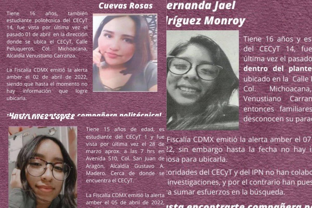 Alumnas del IPN son reportadas como desaparecidas; las tres de diferentes planteles