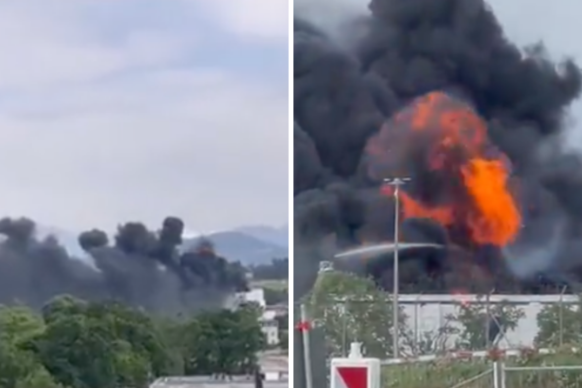 Se registra incendio tras explosión en edificio a lado del Aeropuerto de Ginebra