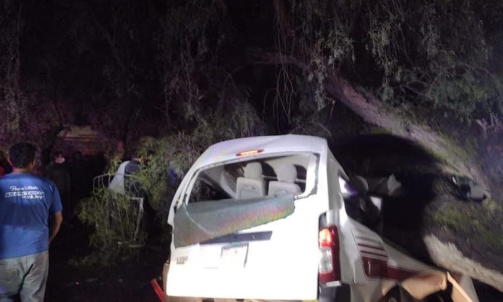 Árbol cae sobre una combi, hay un muerto